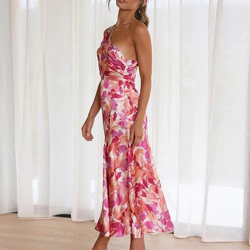 Karen - Asymmetrisk maxikjole med blomster