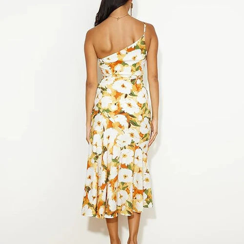 Karen - Asymmetrisk maxikjole med blomster