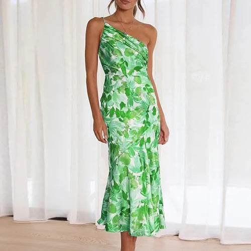 Karen - Asymmetrisk maxikjole med blomster