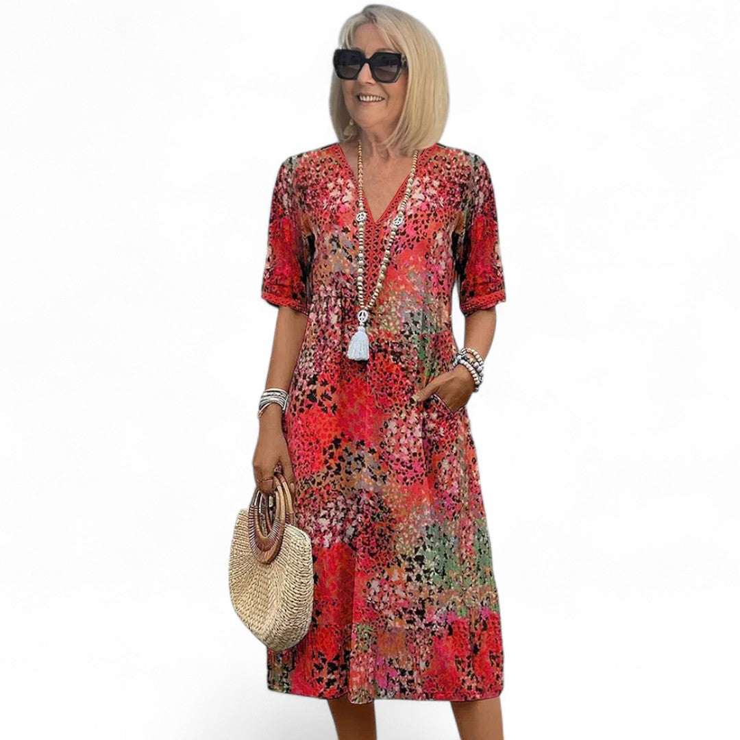 Harper™ | Livlig Blomstret Kjole