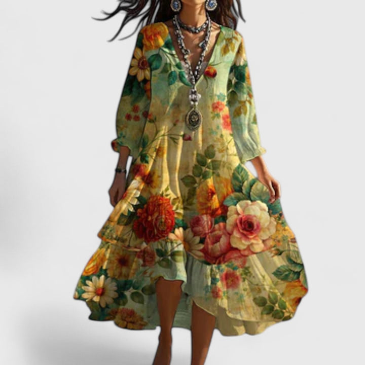 Marina - Vintage Boho V-hals Kjole